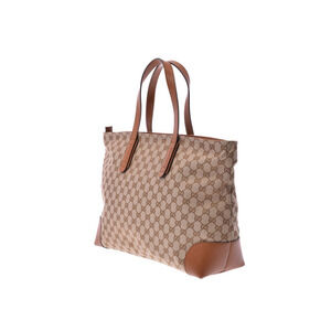 Gucci leather bag brown canvas tote Tan Beige GG